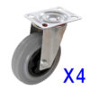 Roulette pivotante 125 mm - 100 kg - lot de 4
