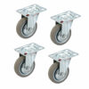LOT DE 4 - Roulette pivotante caoutchouc à platine 75 mm Réf 234808